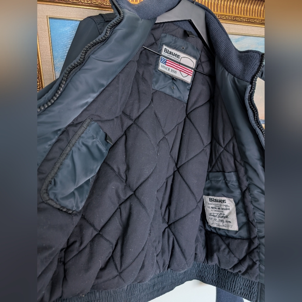 Blauer Heavy Black Bomber Jacket Medium - Picture 4 of 10